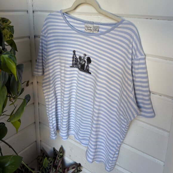 Baxter & Wells Block Print Stripe T-Shirt - Picture 1 of 7
